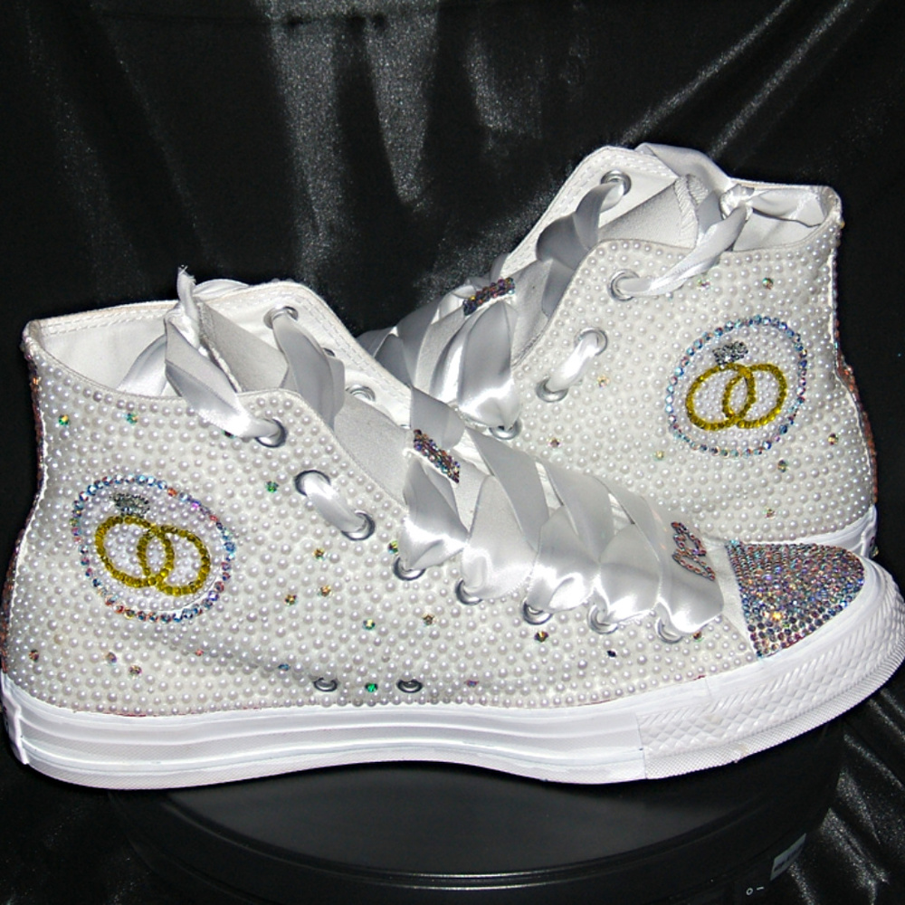 High Top Wedding Rhinestone Sneakers